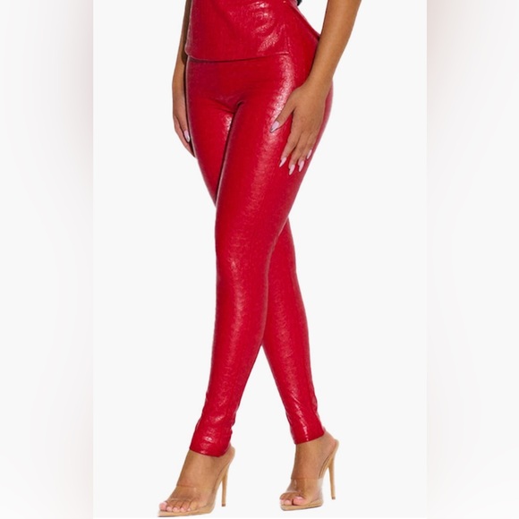 Naked Wardrobe - Oh So Tight Crocodile Faux Leather Leggings- Sz: SMALL - Picture 2 of 6